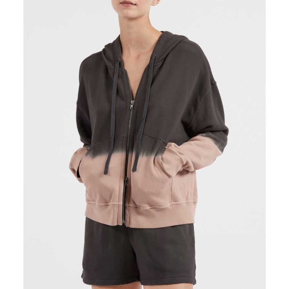 New Atm Anthony Thomas Melillo Dip Dye Full Zip Hoodie Gray Women's Size M